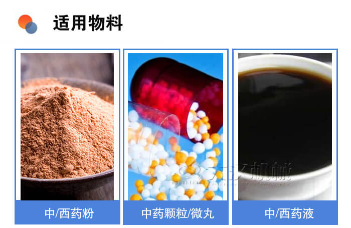 醫(yī)藥振動篩適用物料：中/西藥粉，中藥顆粒/微丸，中/西藥液。